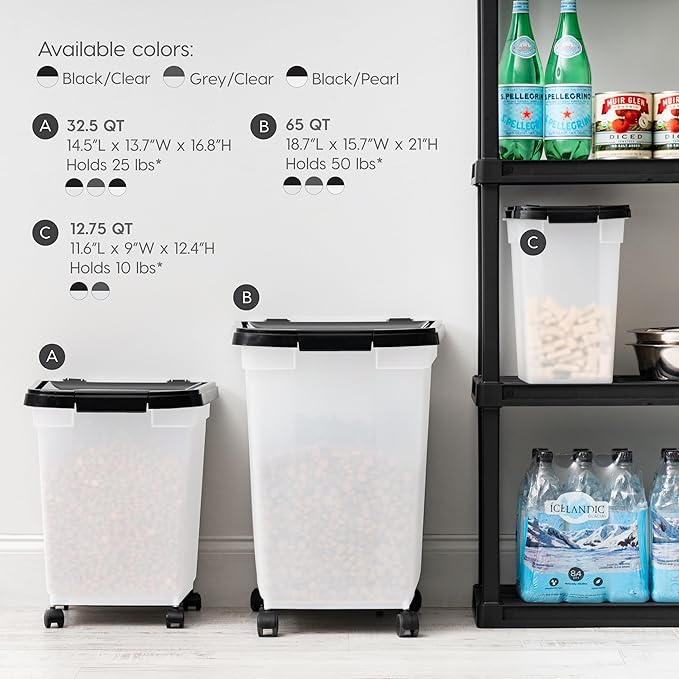 IRIS USA 25 Lbs / 32.5 Qt WeatherPro Airtight Pet Food Storage Container