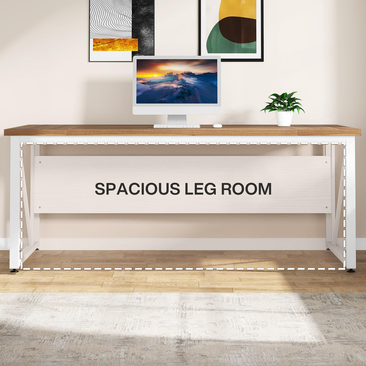 Tribesigns 63 inches Executive Desk and 47" lateral File Cabinet, L-Shaped Computer Desk Home Office Furniture Set with Drawers and Storage Shelves, Office Table with Cabinet (Walnut+White, 63)