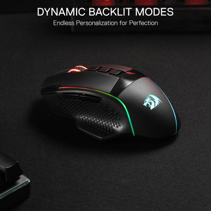 Redragon M810 Pro Wireless Gaming Mouse, 10000 DPI Wired/Wireless Gamer Mouse w/Rapid Fire Key, 8 Macro Buttons, 45-Hour Reliable Power Capacity and RGB Backlit for PC/Mac/Laptop