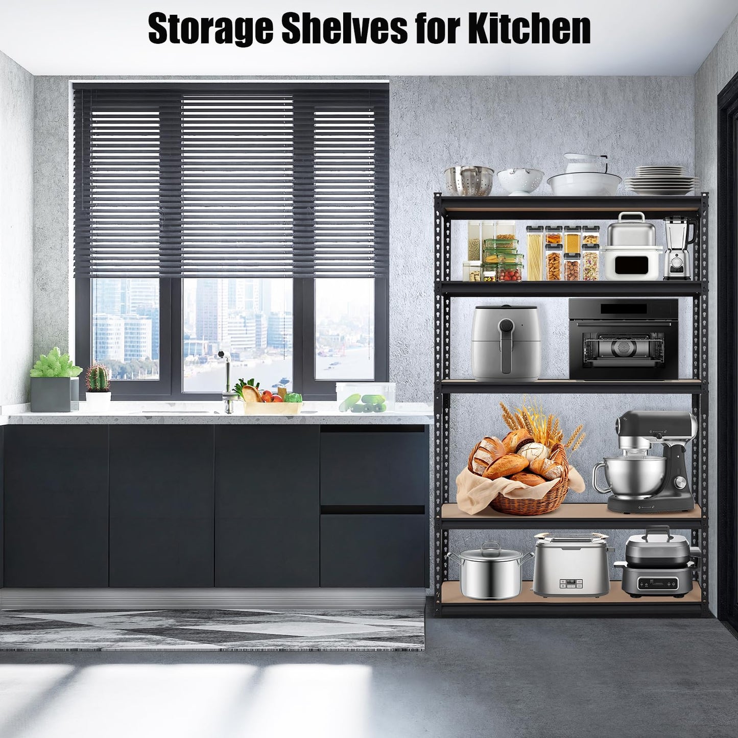 GarveeHome Heavy Duty Storage Shelves - 5 Tier 48 * 24 * 72 in, Adjustable Garage Storage Shelving, Metal Storage Utility Rack Shelf Unit