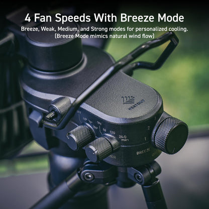 ELECOM NESTOUT Outdoor Camping Fan with Tripod, 4 Speed Settings & Breeze Mode, 3 Angle Oscillation, 90° Adjustable Tilt, Timer (30/60/90 mins), USB C Compatible, Portable Tent Fan (Black Full Kit)