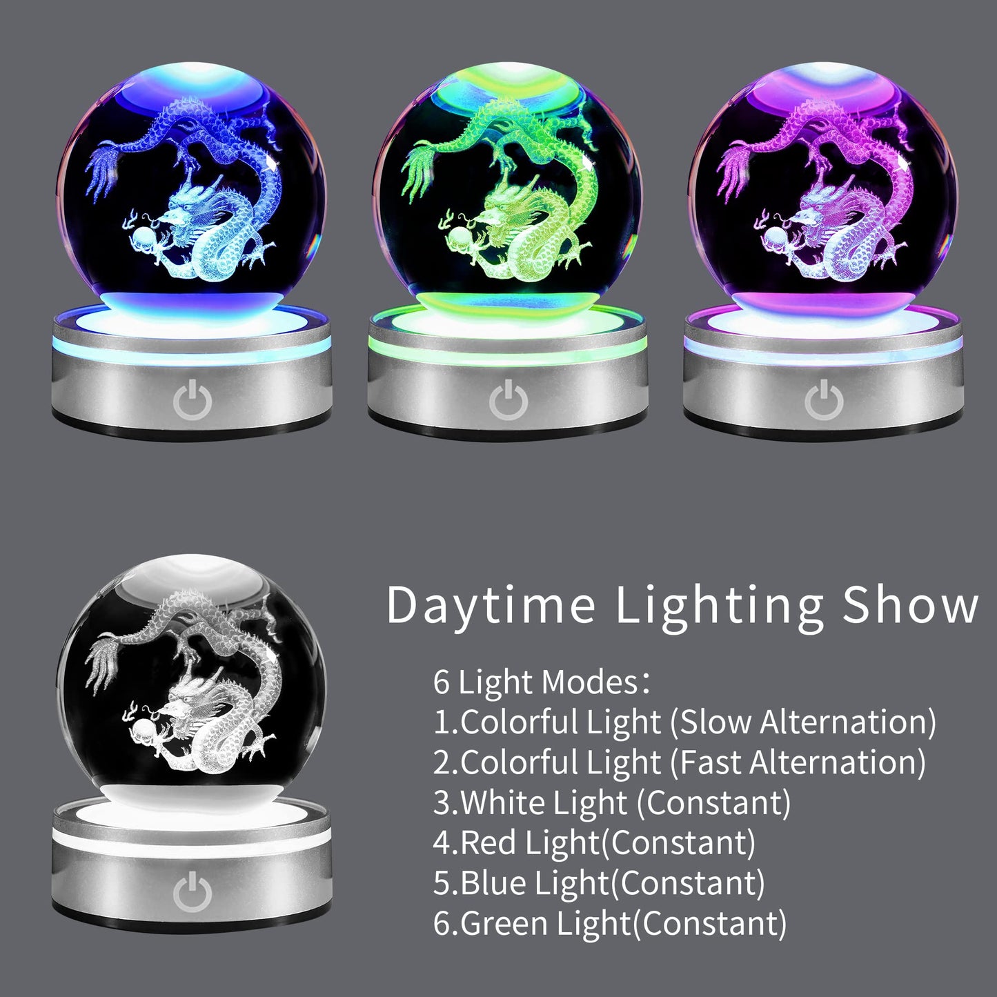 pinyan Chinese Dragon Decor Gifts Statue Figurines Stuff Decorations 3D Laser Etched Halloween Crystal Balls for Witchcraft Paper Weights Glass Decor for Kids Gifts Dragon Lovers