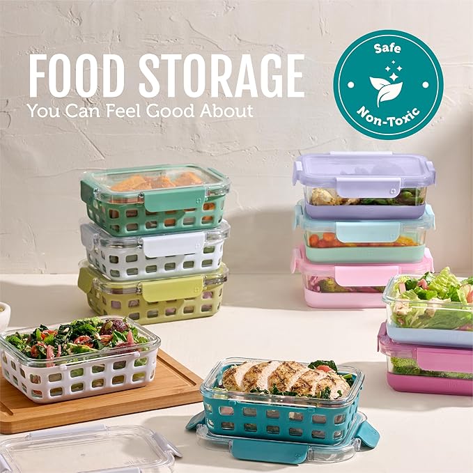 Ello Duraglass 3.4 Cup Meal Prep Sets 10Pc, 5 Pack Set- Glass Food Storage