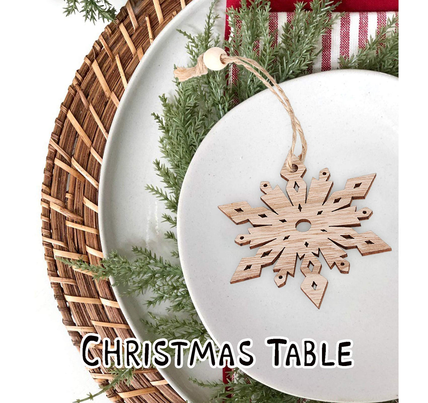 Wooden Snowflakes Christmas Ornaments 16Pcs Tree Hanging Decorations Rustic Wood Crafts