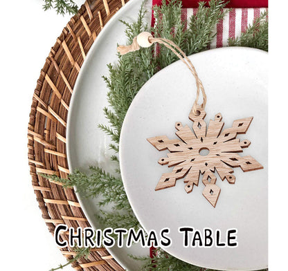 Wooden Snowflakes Christmas Ornaments 16Pcs Tree Hanging Decorations Rustic Wood Crafts