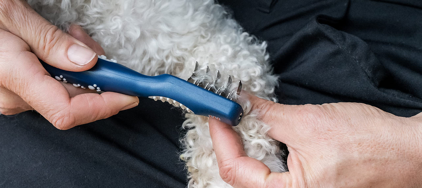 Mikki Doodles Dog Grooming De-Matting Tool, Heat Treated Micro Serrated Blades, Left & Right Hand Use, for Poodle Crossbreeds, One Size