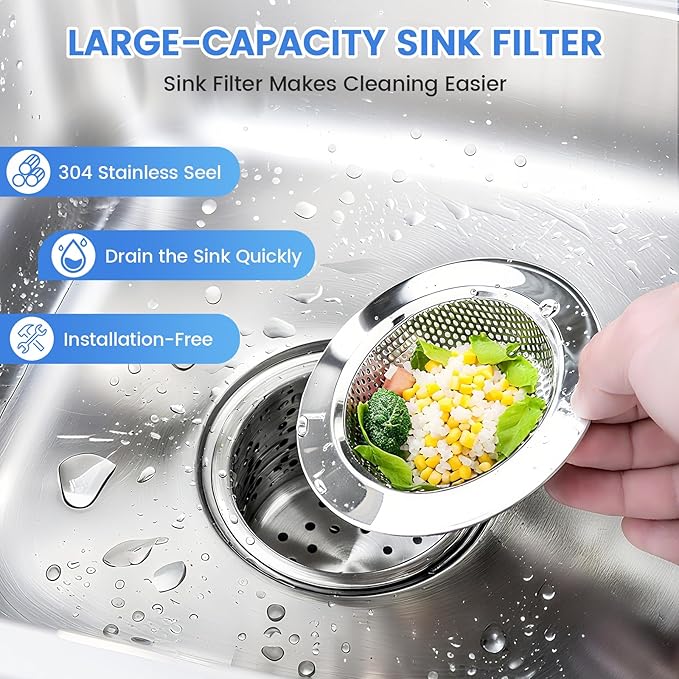 Sink Drain Strainer, Stainless Steel Kitchen Sink Drain Strainer, Dishwasher