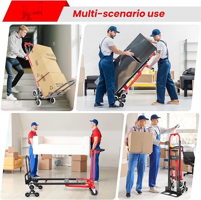4-in-1 Hand Trucks Dolly 1000 LBS Stair Climbing Cart, Heavy Duty Industrial