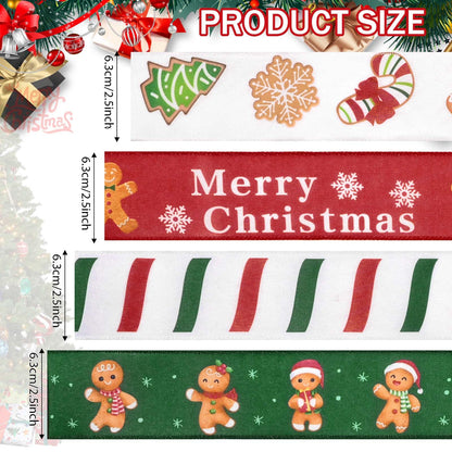 Gingerbread Christmas Wired Ribbons - 20 Yards, 2.5 Inch, Candy Cane, Gift Wrapping, DIY Bows & Wreath Decorations