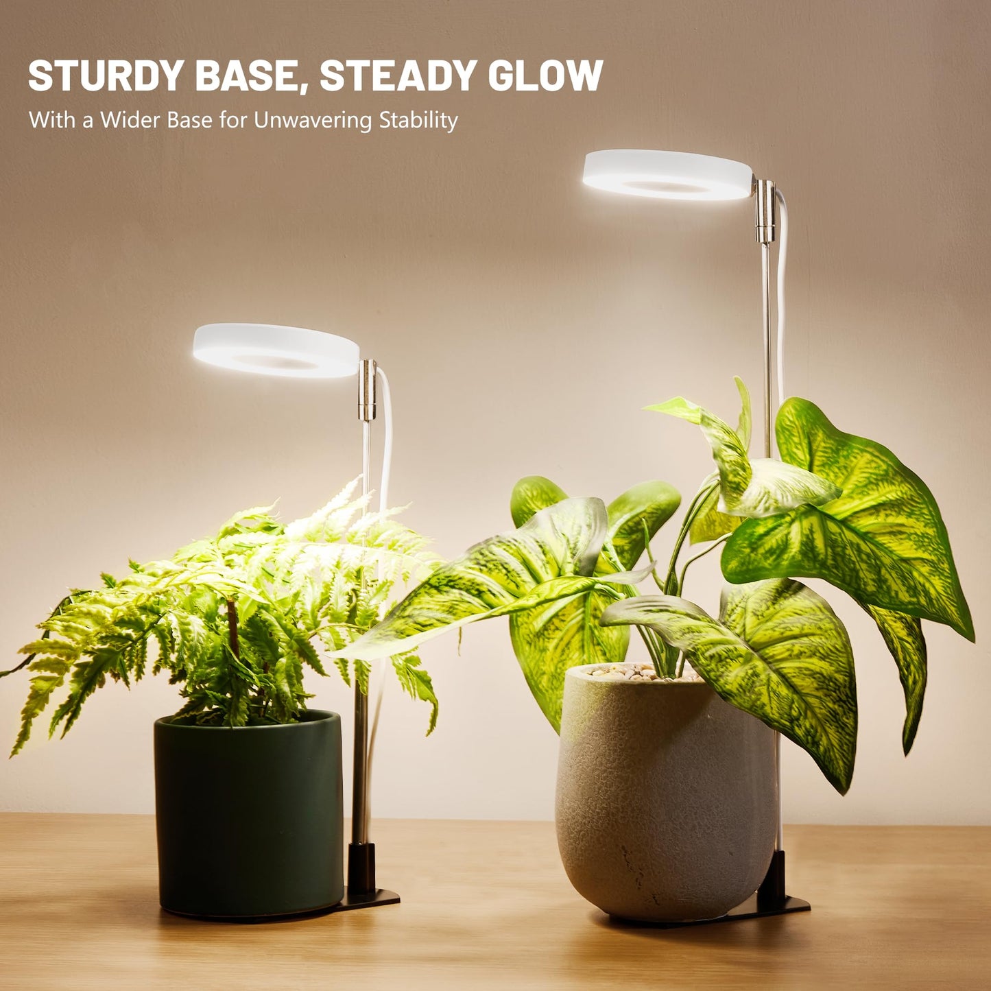 LBW Grow Light for Indoor Plants, Full Spectrum Plant Light with Base, Height Adjustable Plant Growing Lamp with Auto On/Off Timer 6/8/12/16H, 3 Colors,5 Dimmable Brightness, for Small Plants, White