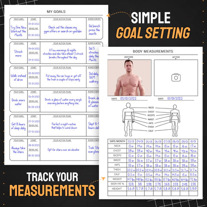 Nextnoid Hardcover Fitness Journal Workout Planner for Men & Women - A5(5.7" x 8.3") Sturdy Workout Log Book to Track Gym & Home Workouts