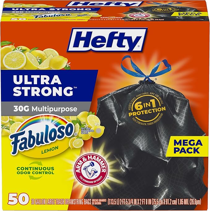 Hefty Ultra Strong 30 Gallon Trash Bags, Large Trash Bags 30 Gallon Size