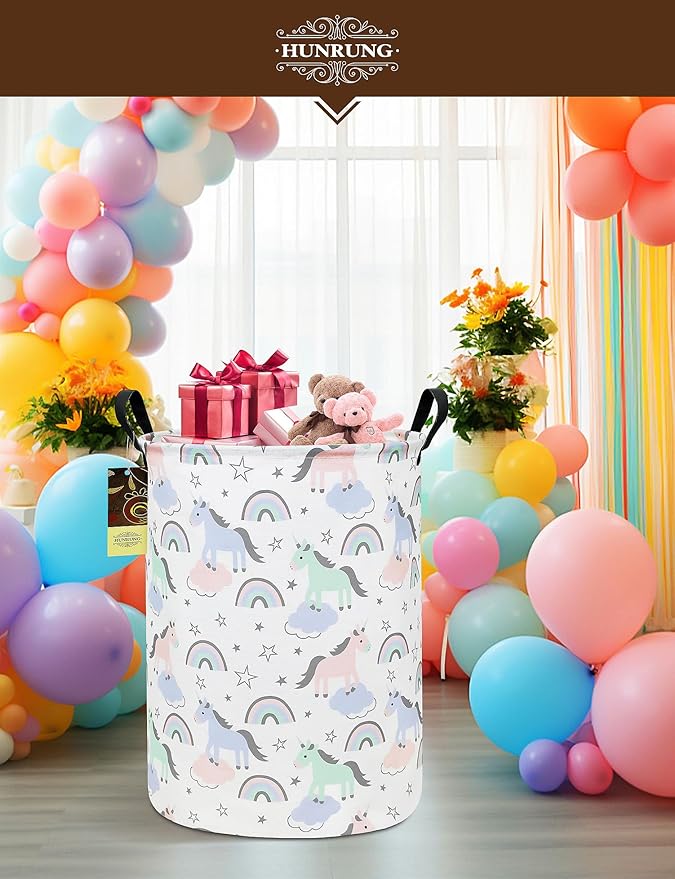 HUNRUNG Laundry Hamper, Large Canvas Fabric Lightweight Storage Basket Toy