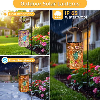 Singingarden Butterfly Solar Lights Outdoor - Solar Lanterns Outdoor Waterproof Decorative Metal Lantern for Garden, Patio, Pathway（1 Pack）