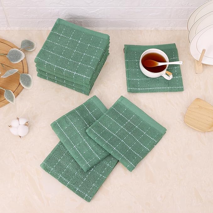 Mordimy 100% Cotton Terry Cloth Dish Cloths, Soft and Absorbent Checkered Dish