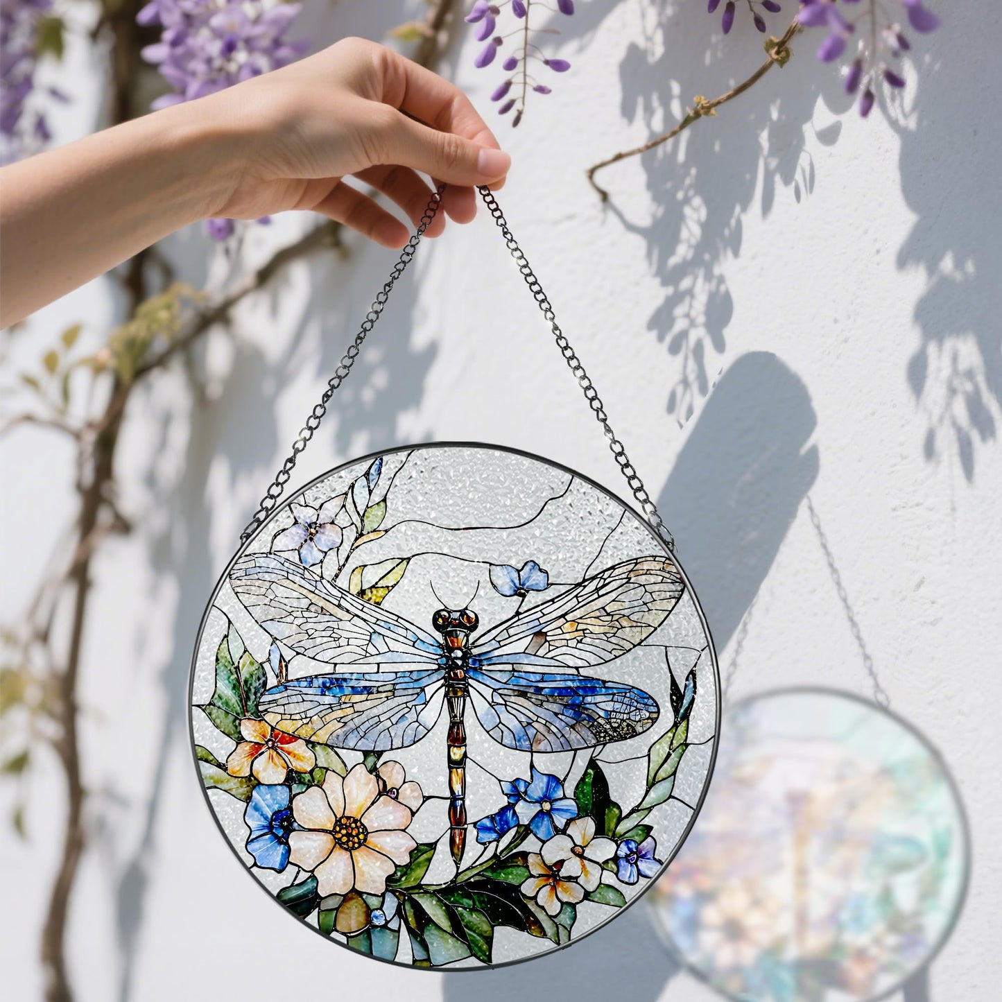 Stained Glass Window Hanging, 8 Inch Dragonfly Stained Glass Suncatcher, Sun Catchers Indoor Window, Dragonfly Decor, Mother's Day, Christmas, Birthday Gift, Gifts for Mom, Sisters, Bestie, and Woman