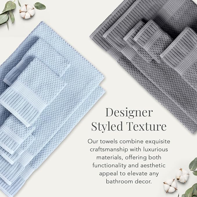 NY Loft 100% Cotton Towel Set 6 Piece | Super Soft & Absorbent Quick-Dry 2 Bath