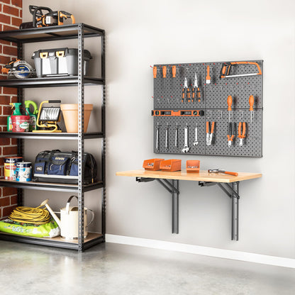 Ultrawall Heavy Duty Folding Workbench with Pegboard – Wall-Mounted Work Table for Garage & Workshop with Accessories