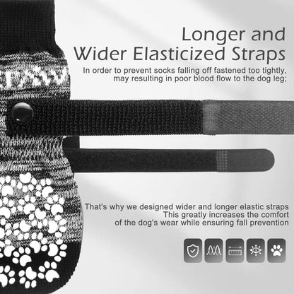 EXPAWLORER 3 Pairs Anti-slip Dog Socks Paws Stop Licking, Dog Paw Protector with Grips Double-sided Strong Traction, Adjustable Dog Boots Shoes for Senior Dogs Hard Floor Indoor Outdoor Walk, Grey M
