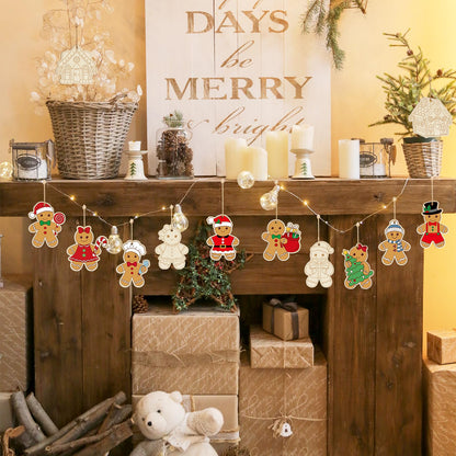 80PCS Wooden Christmas Ornaments to Paint, 8 Styles DIY Blank Unfinished Wood Gingerbread Man Cutouts Ornament for Crafts Winter Hanging Decorations