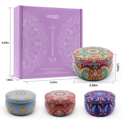 Scented Candles Gift Set for Women 4 Pack Soy Wax Candles with Dried Flowers Reusable Tin Aromatherapy Relaxation Gift for Birthday Mothers Day Valentines Day