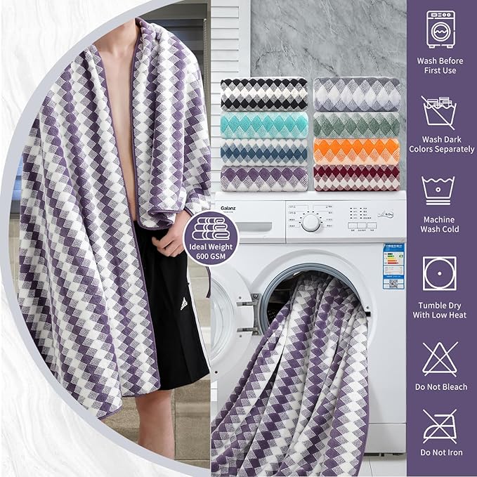 8 Piece Bathroom Towel Set |2 Oversized Bath Towels, 2 Hand Towels, 4