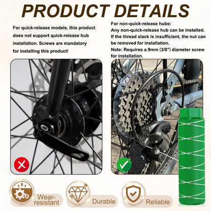 PATIKIL Bike Pegs Fit 3/8 Inch Axles, 2 Pack Aluminum Alloy Anti-Skid Lead Foot Small Bicycle Peg Back Seat Stands with Thin Line for BMX Mountain Dirt Bike Cycling Rear, Green