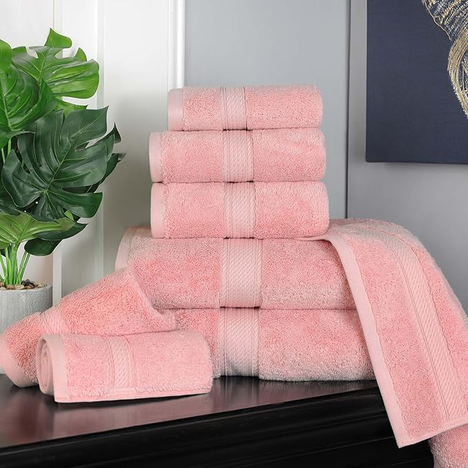 SUPERIOR Egyptian Cotton Pile 8 Piece Towel Set, Includes 2 Bath, 2 Hand