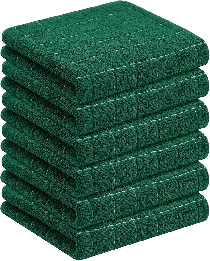 Homaxy 100% Cotton Terry Kitchen Towels, Checkered Designed, Soft and Super