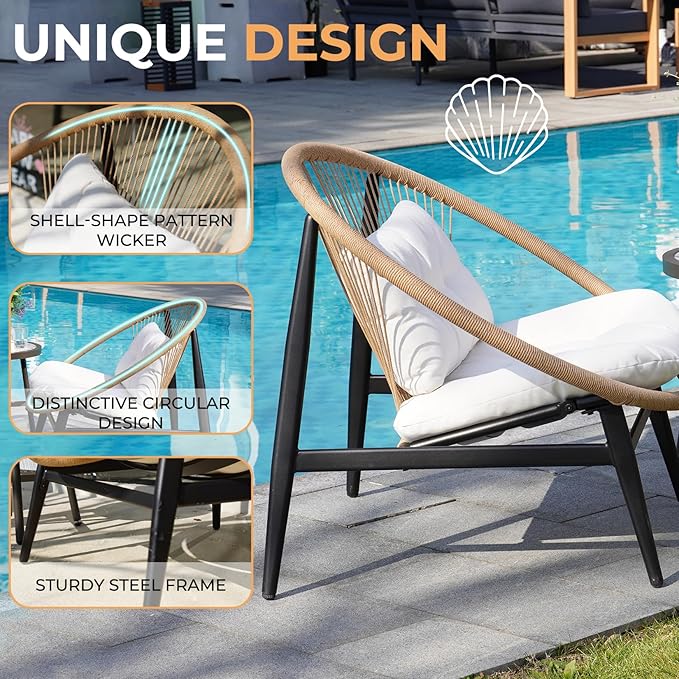 Grand patio 1-Piece Wicker Outdoor Chair, Patio Oversized Chair
