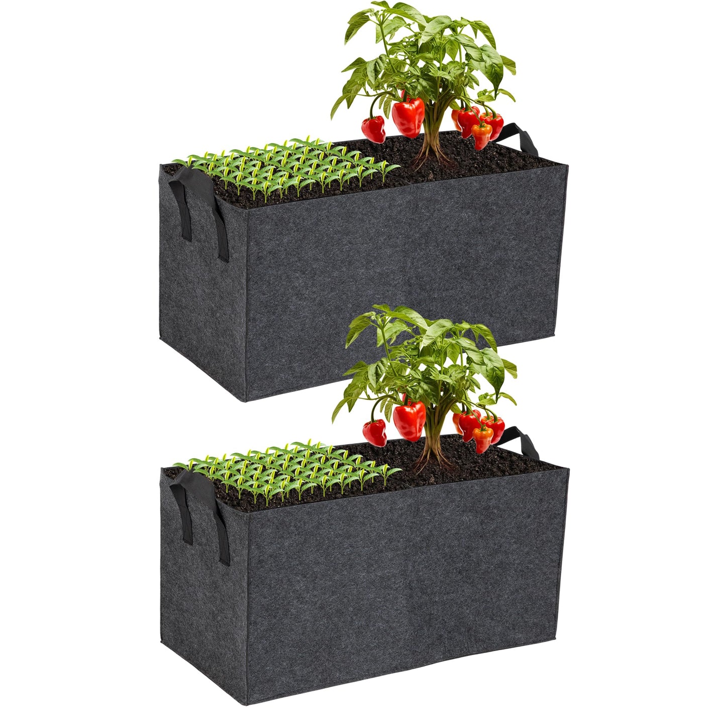 FVOTNW 2-Pack 2 Grids Fabric 10 Gallon Grow Bags, 2x1x1ft Thickened 400G Nonwoven Fabric Raised Garden Beds with Handles - Indoor Outdoor Planters for Vegetables, Herbs, Flowers