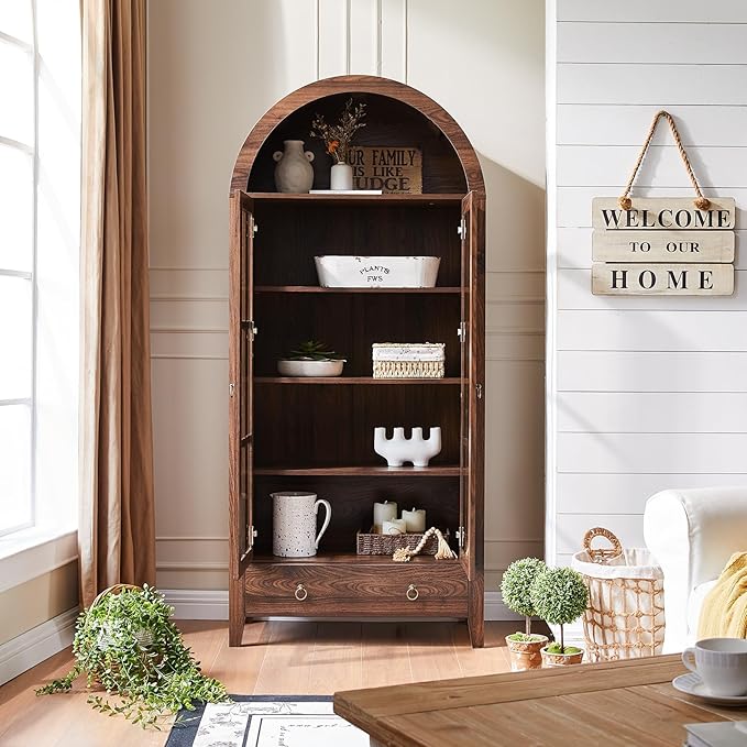 RowyPoey Farmhouse Arched Cabinet