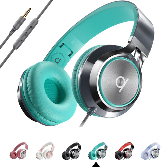 ARTIX CL750 Wired Headphones with Mic & Volume Control — Noise Isolating On-Ear Headphones for Computer and Laptop Wired, Plug in Corded Headphone Over Ear with Wire (Foldable, Aux Jack 3.5mm)