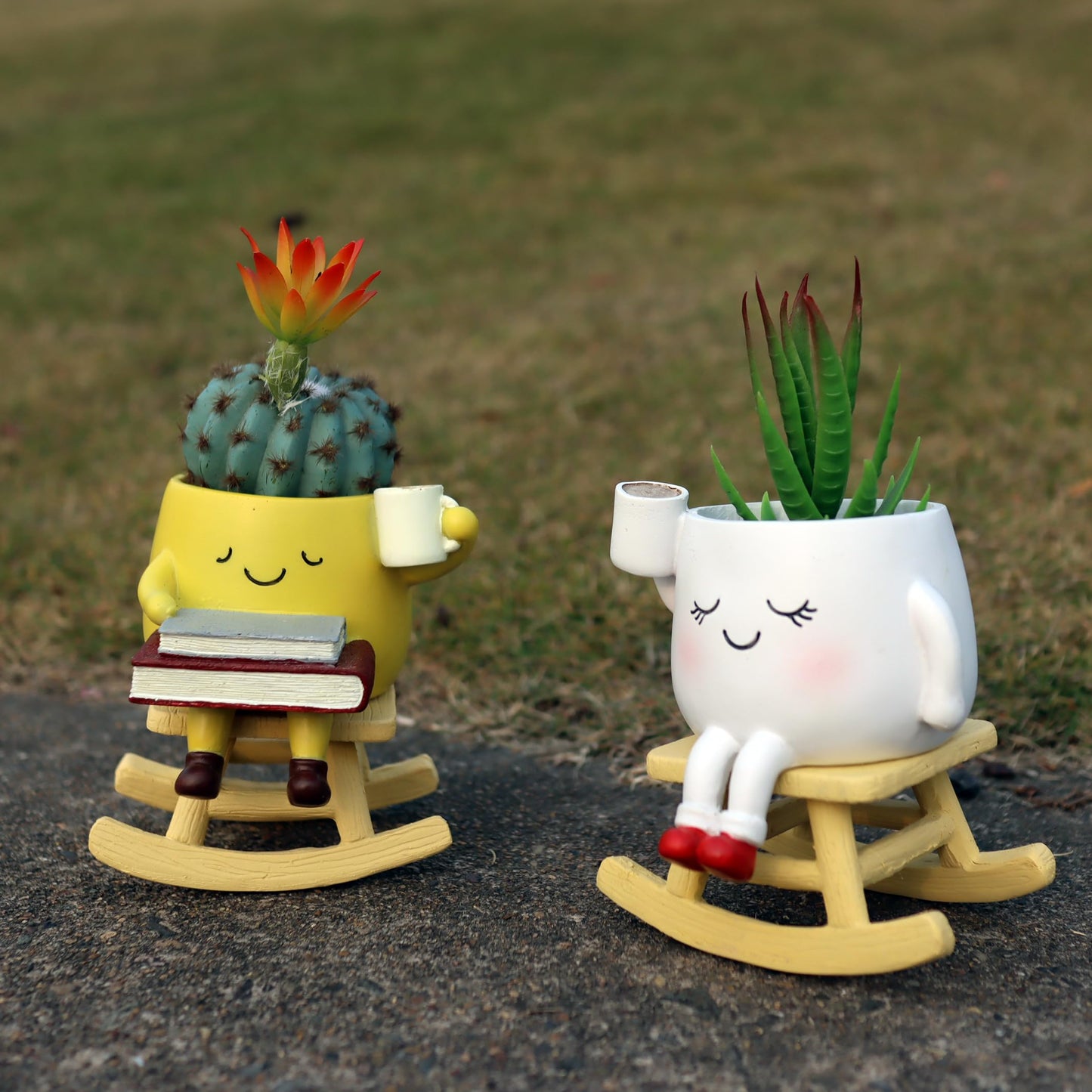Dolkgy Cute Plant Pots Face Planters Set, Fun Head Planters Cactus Succulent Pots for Indoor Outdoor Plants, Unique Flower Vase Gift Kit for Plant Lover