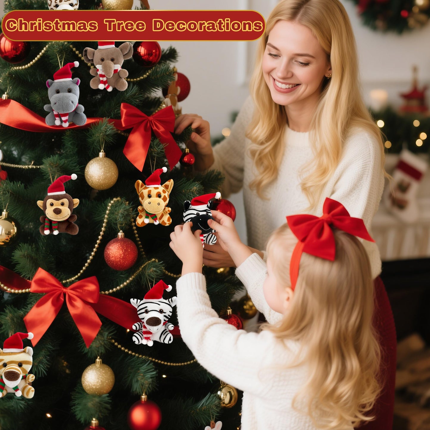 Spoilu 10pcs Stocking Stuffers for Kids - Small Stuffed Animals Bulk, 6.1 Inch Mini Cute Plush Toys, Christmas Tree Decorations, Treasure Box Toys for Classroom