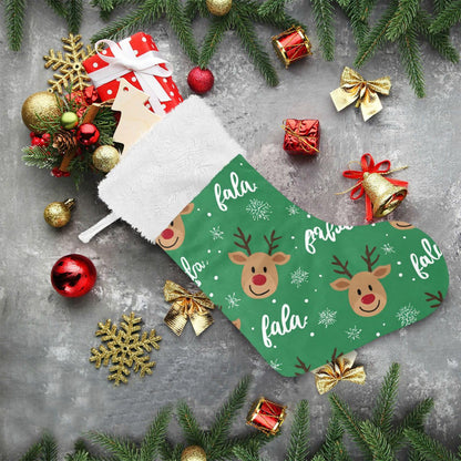 Christmas Reindeer Head Christmas Stockings Xmas Stocking Large Candy Fireplace Hanging Socks 1 Pcs Xmas Decor Holiday Family Party 12 x18 Inch