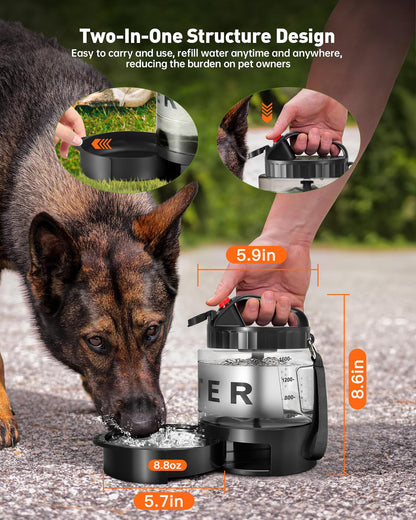 Portable Dog Water Bottle Bowl - 1600ml Travel Water Bowl Dispenser for Dogs Leak Proof, Suitable for Large Pet Drinking, A Must Have for Outdoor, Camping, Walking, Beach, Hunting, and Other Scenes