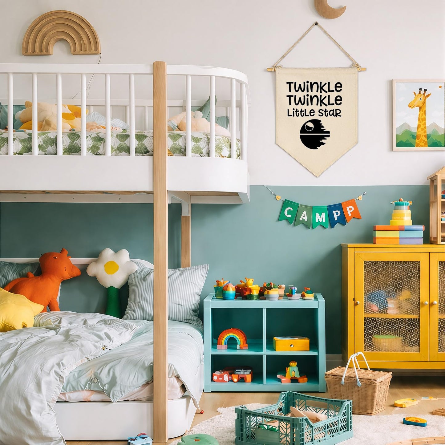 Twinkle Twinkle Little Star- Canvas Hanging Pennant Flag Wall Sign Decor Gift for Baby Kids Boy Nursery,Kids Room Playroom Decor- Star Wars Quotes Banner