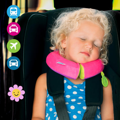 Trunki Kid's Travel Neck Pillow And Chin Rest | Support Sleepy Heads in the Car Seat, Plane, Bike or Pram | Yondi SMALL Betsy (Pink)