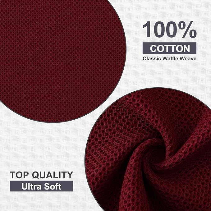 Kitinjoy 100% Cotton Kitchen Dish Cloths, 6 Pack Waffle Weave Ultra Soft