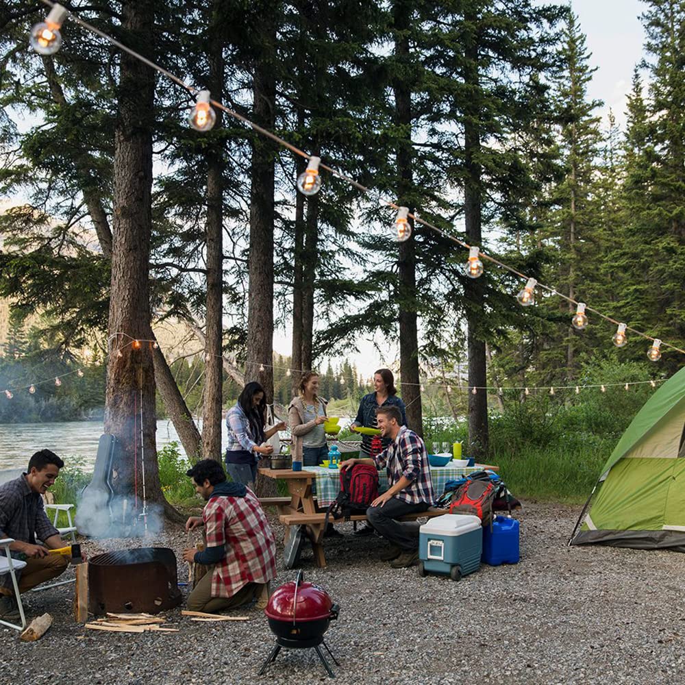 SUNTHIN Outdoor White String Lights, 27FT White Patio Lights with 14 G40 Shatterproof LED Bulbs(1 Spare), Waterproof Hanging Outside Lights for Yard, Porch, Deck, Garden, Pergola