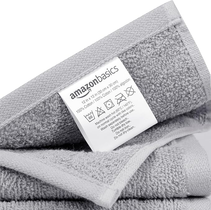 Amazon Basics Highly Absorbent Fast Drying 100% Cotton Washcloths