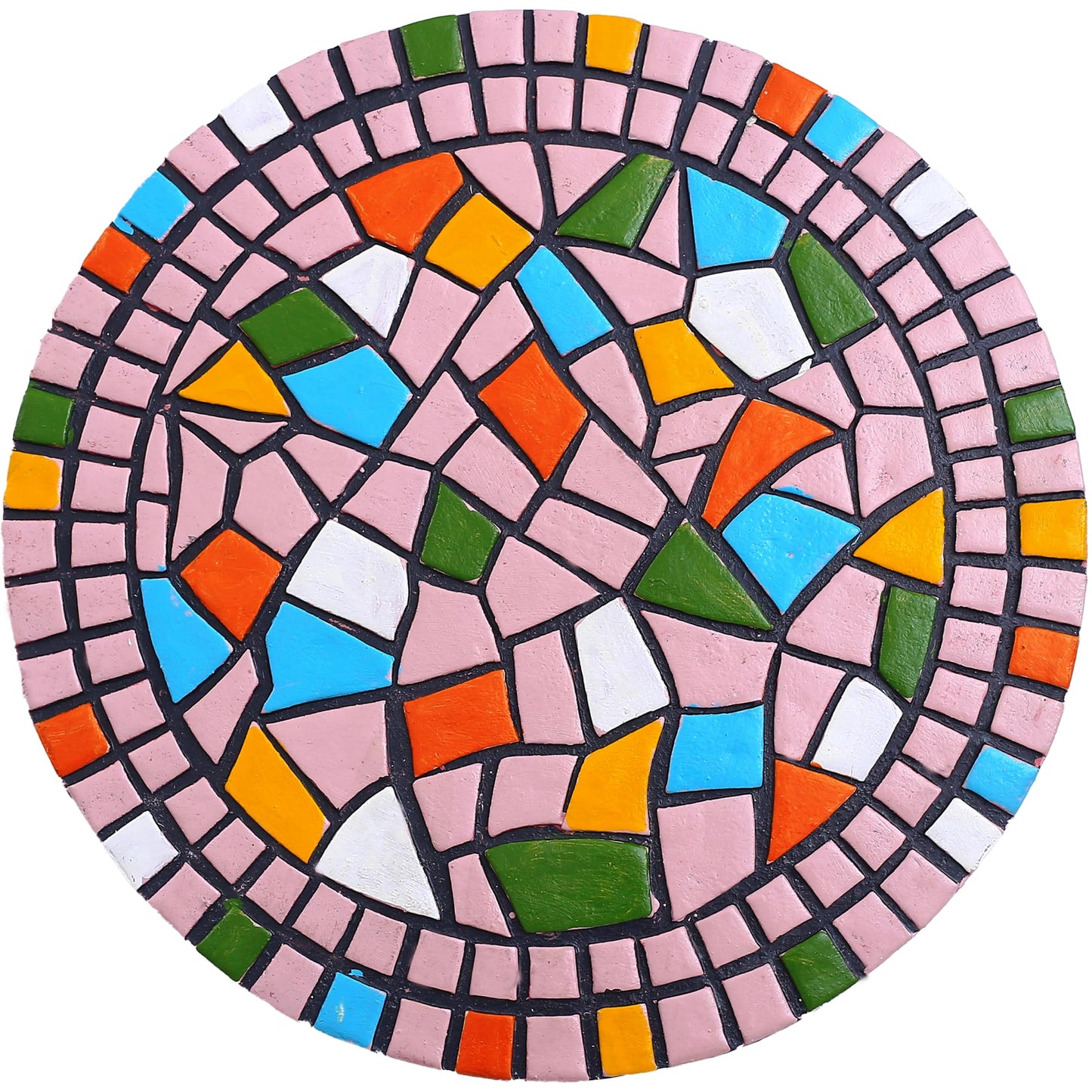 QZSDBWHCB - Garden Decoration - Mosaic Stepping Stone - Patio Decoration Stone 12 Inch (1, Pink, Medium)