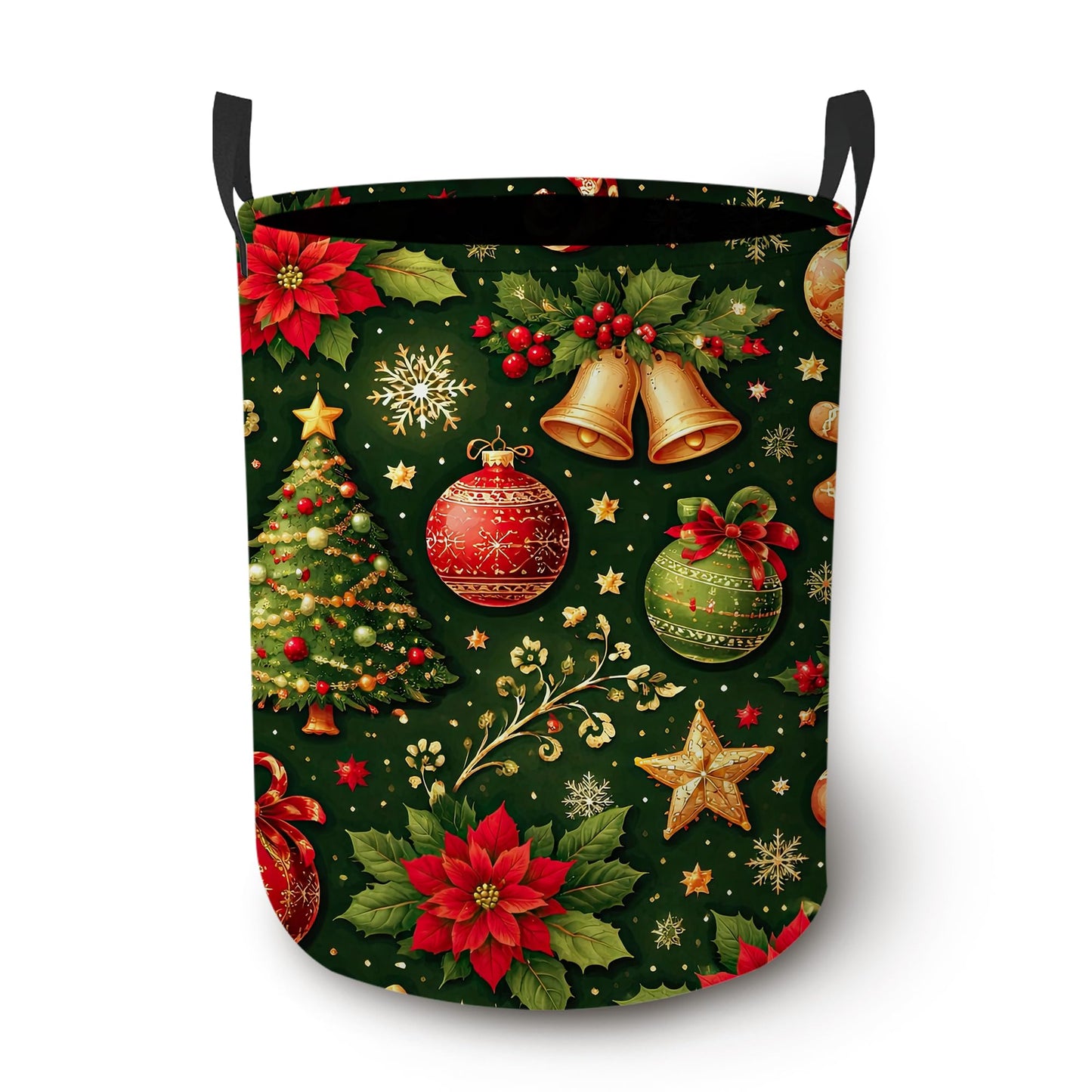 Christmas Tree Laundry Basket, Foldable Oxford Cloth Candy Gingerbread Man Laundry Hamper with Handles, Tote Bag Clothes Storage Bucket for Laundry Room/Bathroom/Bedroom/Dormitories 20.8"x16"