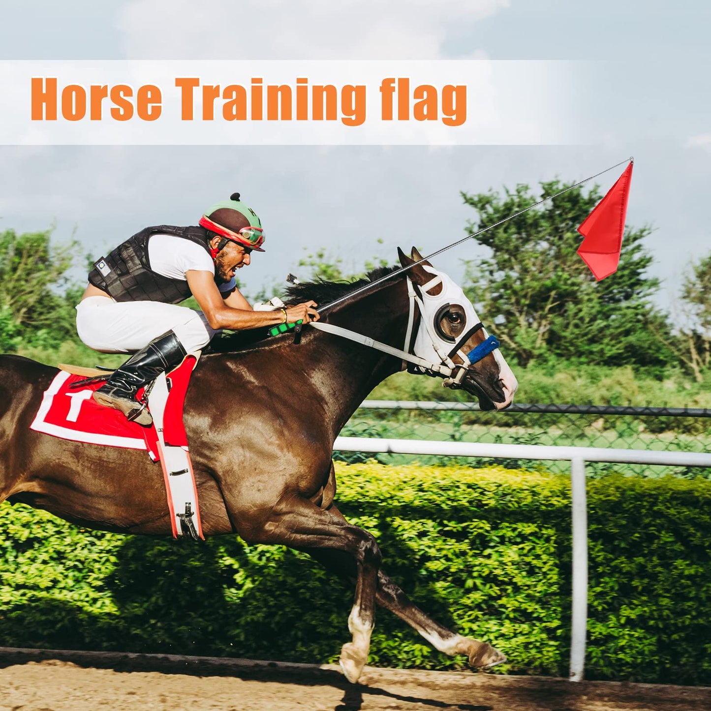 MANOPAWS 5Pcs Horse Training Flag and 55in Telescoping Pole with Hook for Lunging, Retractable Horse Training Equipment Flag with Clips