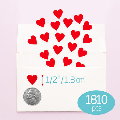 1810 PCS Heart-Shaped Red Stickers, Permanent Love Labels on 10 Sheets for Party Favors, Invitation Seals, Gift Packaging, Boxes and Bags (1/2” in Diameter)
