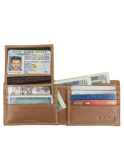 Timberland Men's Leather RFID Blocking Passcase Security Wallet Tan Genuine Leather RFID Blocking Security Wallet