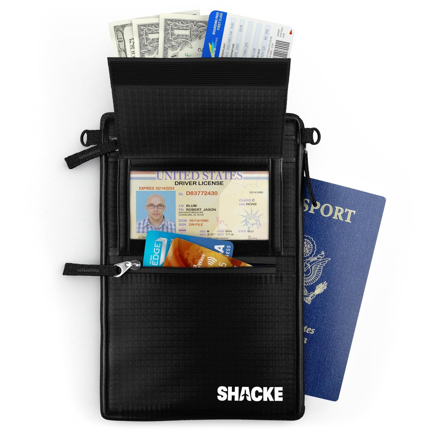 Neck Pouch - RFID Passport Holder and 2 in 1 Belt Wallet