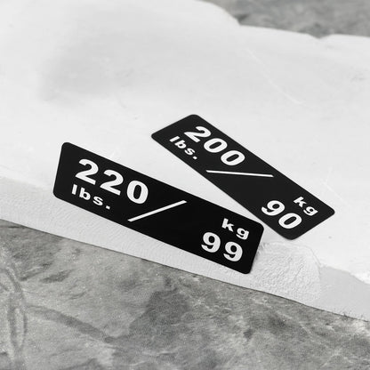 Briny River 2Pcs 10-260lbs/4.5-117kg Weight Stack Labels 4.5x1.4cm Gym Equipment Sticker Suitable for Most Fitness Equipment Weight Plate Size