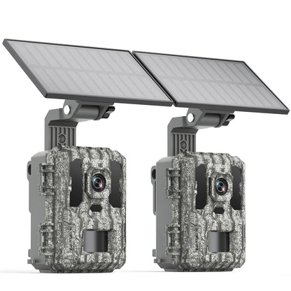 Misstech 4K UHD Solar Trail Camera for Game & Wildlife Monitoring - 0.1s Fast Activation to Record Animals, 64MP/4K Clear Night Vision, No Monthly Fee, App Control, IP66 Waterproof, Local Storage